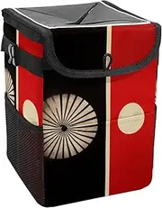 Car Trash Can with Lid and Storage Pockets Leak-Proof Organizer,Waterproof Garbage Can,British and Ottoman Flag