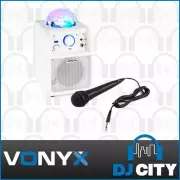 Karaoke Machine Microphone Bluetooth Portable Party Speaker White LED Light Kids