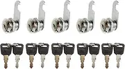 Cabinet Cam Lock Set, Zinc Alloy Mailbox Cylinder Locks 5 Pack (Keyed Alike) Secure File Cabinet Mailbox Drawer RV (5/8")