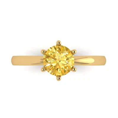 1Ct Round Cut VVS1 Natural Citrine Solid 14K/18K Gold Solitaire Engagement Ring