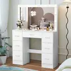 Dressing Table with 7 Drawers Makeup Vanity Desk Dressing Table with LED Mirror