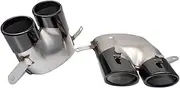 1 Pair 4 Out Stainless Steel Car Exhaust Tip 2016-2018 Compatible For A6 A7 S Line Up To S6 S7 Muffler Tip TailTip Exhaust System(As shown)