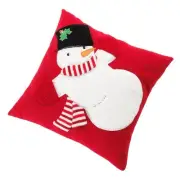 ST NICHOLAS SQUARE DECORATIVE HOLIDAY SNOWMAN PILLOW RED NEW POLYESTER