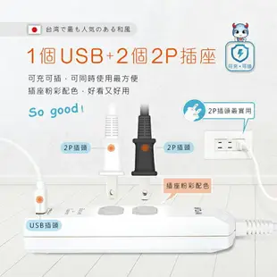 【促銷】POWER BULL動力公牛 PB-20U-1 USB 2插2P 電源延長線 1米 1M 聖岡 Dr.AV