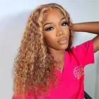 16 Inch Ombre Highlight Curly Bob Wig Human Hair For Black Women Wear And Go ...