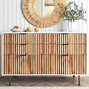 [Merryluk] 6-Drawer White Dresser – 120cm Storage Cabinet for Bedroom, Living Room, Entryway or Hallway Floor Organization