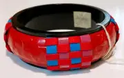 NEW Red Bangle Bracelet featuring blue, purple, red woven basket style accents