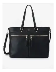 [Madison Accessories] Trish Laptop Tote Work Bag with Crossbody Strap in Black