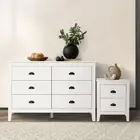 Oikiture 6 Chest of Drawers and Bedside Table Vintage Bedroom Set White