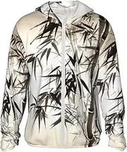 [LHBWCVN] UPF 50+ Light Jacket Full Zip Sun Protection Hoodie for Women Men Long Sleeve Chinese Calligraphy Sun Shirts