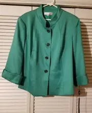 NWT Tahari Arthur Levine Plus Size 24W Blazer Jacket Turquoise Green Lined