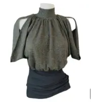 Buffalo David Bitton Cold Shoulder Sleeve Turtleneck Blouse Size Small Petite