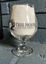 Treehouse Brewing Tulip Beer Glass Black Logo 16oz - Brewery Exclusive