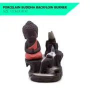 Porcelain Buddha Smoke Backflow Incense Cone Burner Stand Holder Aromatherapy