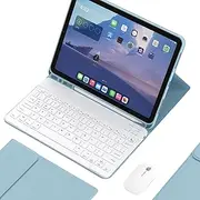 Empty room IPad Keyboard Case with Bluetooth Mouse, 10.2/10.5 Inch IPad Case,IPad Case with Keyboard&Mouse for 2021 9th/2020 8th/2019 7th Gen/Air3,Wireless Keyboard&Build-in Pencil Holder Case,Blue