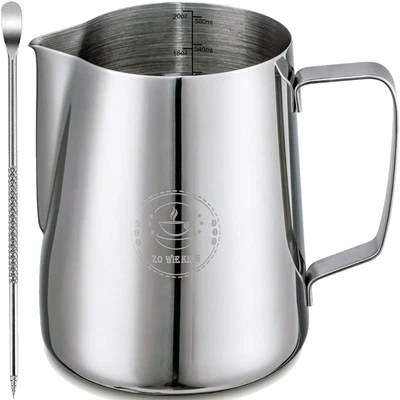 Milk Frothing Pitcher 20oz, Espresso Steaming Pitcher, Machine Accessories, C...