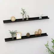 Black Wall Shelves Set of 2 Floating Storage Shelf 39.4 Inch for Home Decor