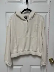 NWT The North Face Pullover Hoody Gardenia White Pocket Athletic 1/4 Zip Size XL