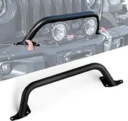 RockTrix Black Front Brush Guard, Tall 5.8 inch Height to Clear Winch, Compatible with 2018+ Jeep Wrangler JL, 2019+ Gladiator JT - Steel Bar Grille Guard for Steel Rubicon Bumper, Replaces 82215351