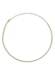 Moon & Meadow 14K Yellow Gold Diamond Tennis Necklace, 13-18