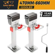 2X470MM Corner Legs Drop Down W/Handle Steel Base 1200LBS Caravan Stabilizer Leg