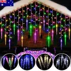 4M Christmas LED Icicle Falling Rain Curtain Fairy String Lights Party Outdoor