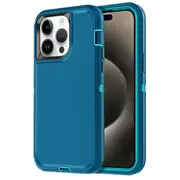For Apple iPhone 15 Pro Max Case Drop Resistant Defender Tradies Heavy Duty Rugged Shockproof Tough Cover (Teal)