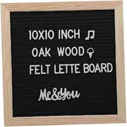 10" Felt Letter Board with Wooden Frame, Decorative Message Board with Felt Symbols and Numbers for Home, Office, and Event Displays