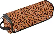 [sanluoli] Hair Tool Travel Bag for Women with Heat Resistant Pad Dustproof Travel Hair Straightener Bag Orange Black Leopard Print Portable Travel Essentials