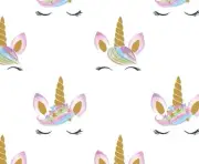 MAGICAL UNICORN FACES ON WHITE KITCHEN 42X14 TABLE RUNNER