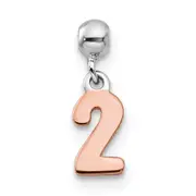 Sterling Silver Mio Memento Rhodium-Plated Rose-Tone Dangle Number 2 Charm