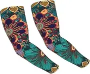 [FHEDVBN] Bohemian Flower Arm Sleeves Compression Arm Covers for Men Women Outdoor Sun Sleeves Cooling Sports Sleeve, Black