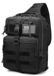 ATBP Tactical Sling Backpack Bag Military Shoulder Bag Pack for Men Black a