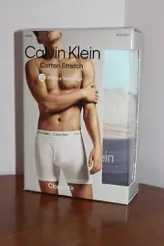 CALVIN KLEIN MENS BOXER BRIEFS CLASSIC FIT 3-PACK COTTON AQUA BEIGE GRAY SIZE XL