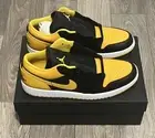 MENS AIR JORDAN 1 LOW_BLACK/YELLOW OCHRE-WHITE 553558-072-SIZE 11