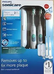 [Philips] Sonicare Plaque Control Plus Rechargeable Toothbrush HX6254/81 Twin Pack (2 Rechargeable Toothbrushes, 4 Brush Heads, 2 travel cases, and 2 Chargers)