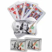 2 Pk Waterproof Playing Cards Standard Decks of Silver Foil Plastic Poker Cards