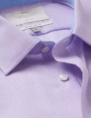 Hawes & Curtis Non-Iron Lilac & White Dogtooth Extra Slim Shirt | Contrast Detail Size: 16" collar, 36" sleeve