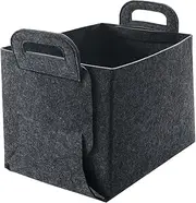 [MUELODSIC] Foldable Felt Storage Box Large Grey Organizer with Handles for Household Supplies Sundries for Laundry Room Bedroom and Closet