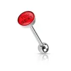 Tongue Ring Straight Barbell With "TOO SEXY" Picture Logo Flat TOP 14G (B/6/6)