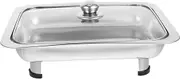 Luxshiny Steel Buffet Fruit Tray Stainless Steel Hotel Pan Party Pan Warmer Metal Buffet Server Steam Table Pan Buffet Server and Warmer Chafer Trays Simple Stainless Steel Plate Banquet