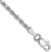 [JewelryWeb] 10k White Gold 2mm Sparkle Cut Rope Chain Bracelet 18 Centimeters Link-Bracelet for Women and Men