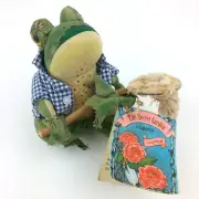 The Secret Garden by Patricia Reach 1994 Fabric Frog with Fishing Net Vtg Enesco
