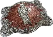 [Western Stakes] Cowboy Belt Buckles Floral Red Marble Swirl Concho High End Cowboy Big Belt Buckles Men Western Crafted Custom