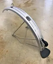 Brompton L version SILVER Rear fender Mudguard with struts, flap and roller