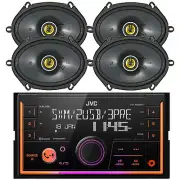 JVC 2DIN In-Dash USB Bluetooth AM/FM Radio Car Receiver, 4x 6x8" 225W Speakers