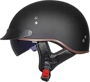 Vintage Open Face Motorcycle Helmet Half Motorbike Helmet with Built-in Visor for Adults Men Women Motorbike Cruiser Scooter DOT/ECE Approved