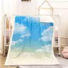 Fresh Blue Sky Cloud Good Weather 3D Warm Plush Fleece Blanket Picnic Sofa Couch