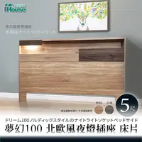 在飛比找PChome24h購物優惠-【Ihouse】夢幻100 北歐風夜燈插座 床片-雙人5尺