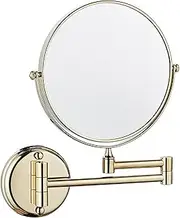 8" Wall Mounted Makeup Mirror,Bathroom Mirror 3X/5X/10X Magnification,Double-Sided Wall Mounted Vanity Magnifying Mirror Swivel, Extendable,No Light,7X,Zirconium Gold